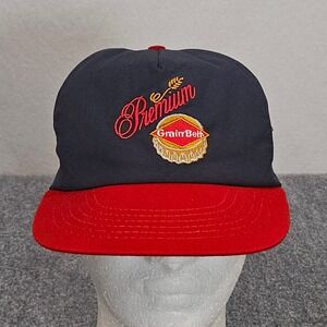 Vintage 80s Grain Belt Premium Beer Snapback Hat Navy Red Embroidered Breweriana